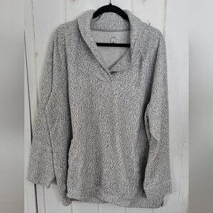 LL Bean Heritage Marled Fleece Shawl Collar Kangaroo Pocket Pull Over